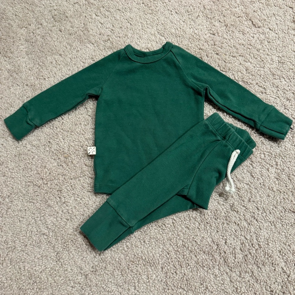Childhoods Cotton Spandex  Green Matching Set size 3-6m